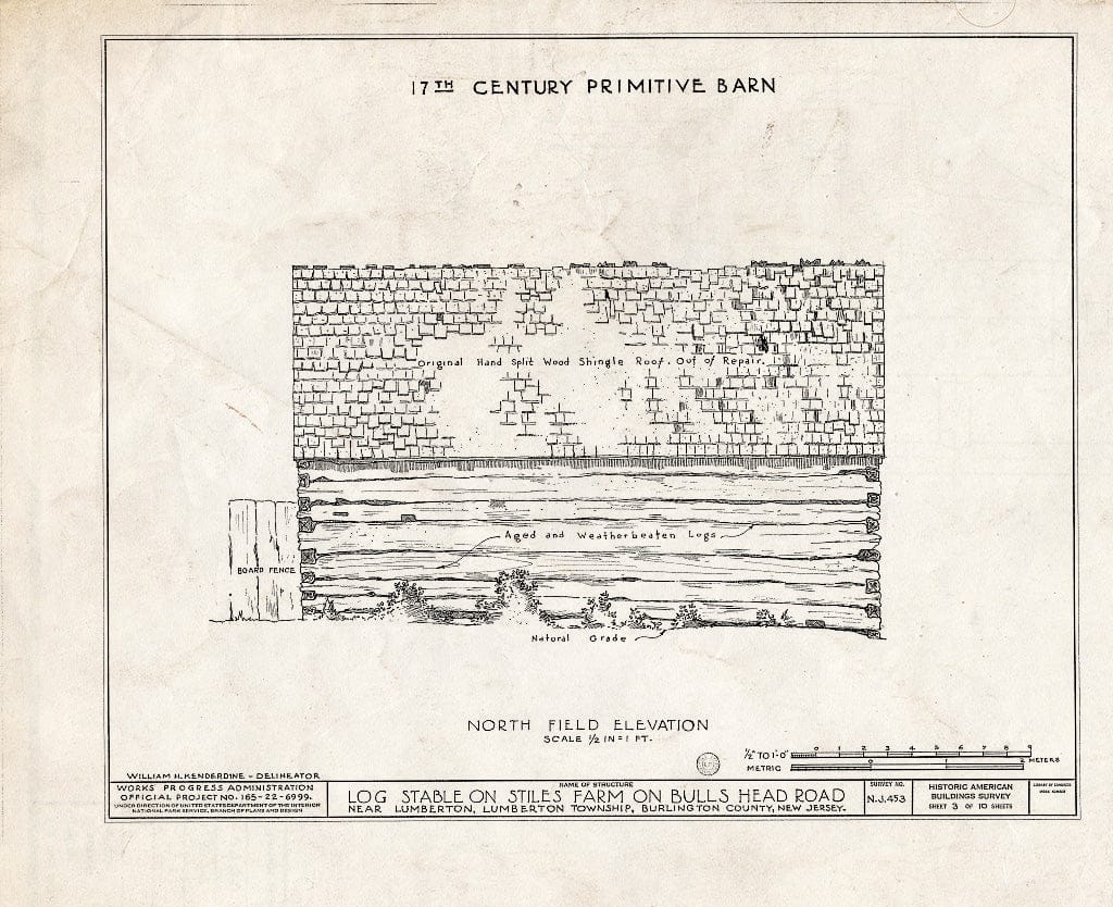 Historic Pictoric : Blueprint HABS NJ,3-LUMTO.V,2A- (Sheet 3 of 10) - Moore-Stiles Farm, Bulls Head Road, Lumberton, Burlington County, NJ