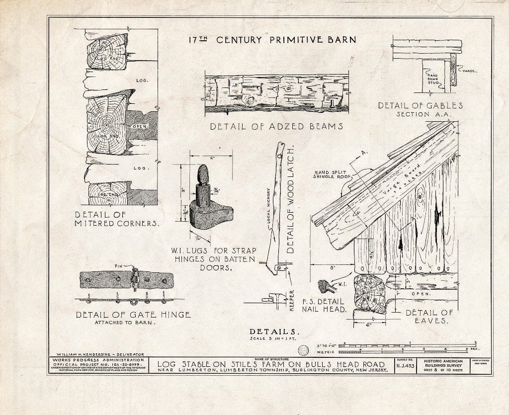Historic Pictoric : Blueprint HABS NJ,3-LUMTO.V,2A- (Sheet 8 of 10) - Moore-Stiles Farm, Bulls Head Road, Lumberton, Burlington County, NJ
