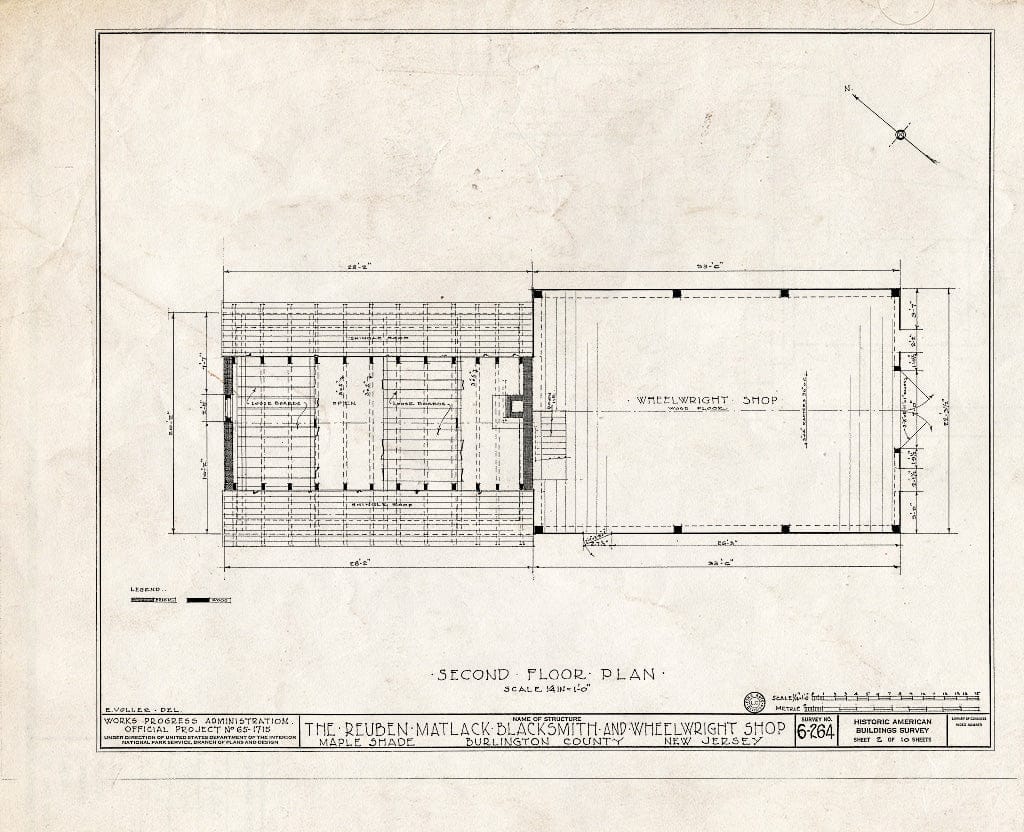 Historic Pictoric : Blueprint HABS NJ,3-MAPSH,1A- (Sheet 2 of 10) - Reuben Matlack Blacksmith & Wheelwright Shop, Maple Shade, Burlington County, NJ