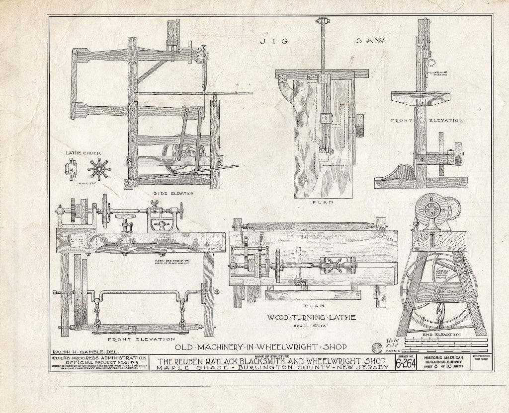 Historic Pictoric : Blueprint HABS NJ,3-MAPSH,1A- (Sheet 8 of 10) - Reuben Matlack Blacksmith & Wheelwright Shop, Maple Shade, Burlington County, NJ