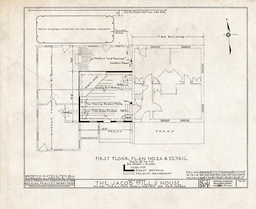 Historic Pictoric : Blueprint HABS NJ,3-MART.V,1- (Sheet 3 of 20) - Jacob Wills House, Marlton, Burlington County, NJ