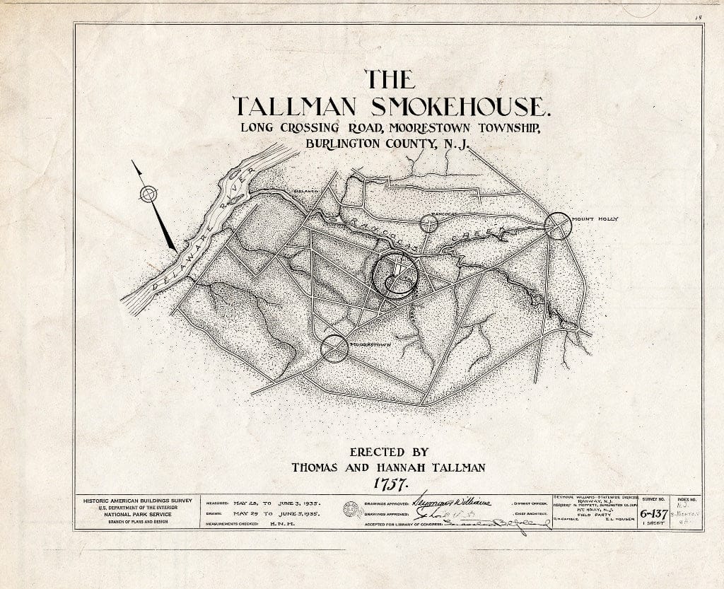 Historic Pictoric : Blueprint HABS NJ,3-MORTO.V,4-A- (Sheet 0 of 1) - Tallman Smokehouse, Long Crossing Road, Moorestown, Burlington County, NJ