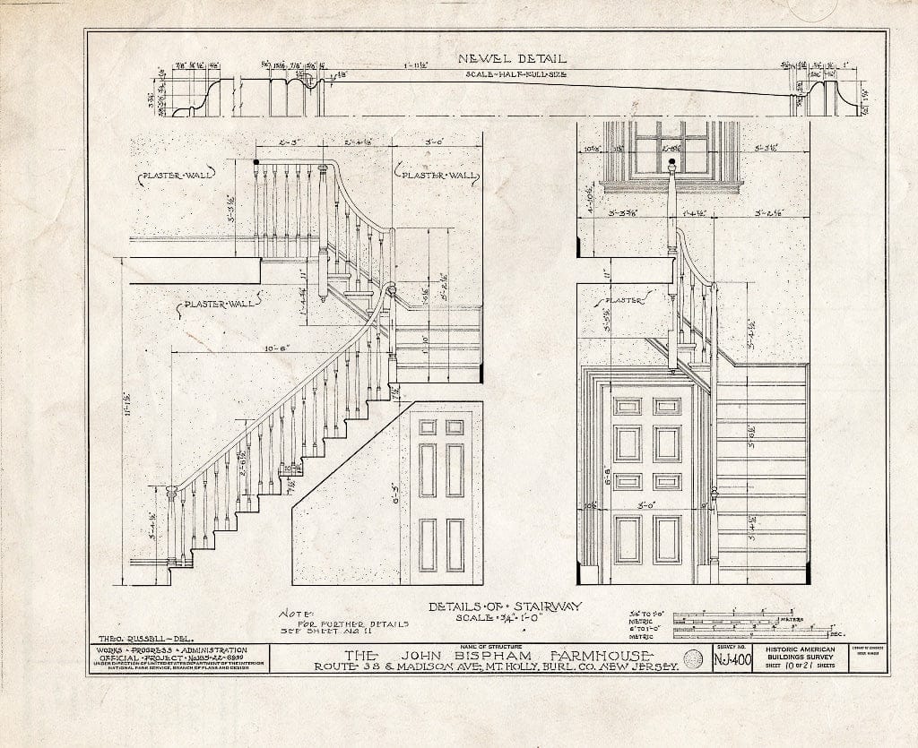 Historic Pictoric : Blueprint HABS NJ,3-MOUHO,11- (Sheet 10 of 21) - Bispham Farmhouse, Route 138 & Madison Avenue, Mount Holly, Burlington County, NJ