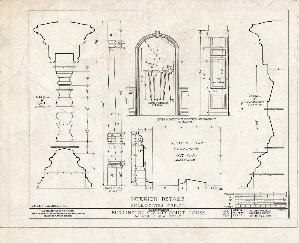 Historic Pictoric : Blueprint HABS NJ,3-MOUHO,1- (Sheet 8 of 28) - Burlington County Courthouse, High Street, Mount Holly, Burlington County, NJ
