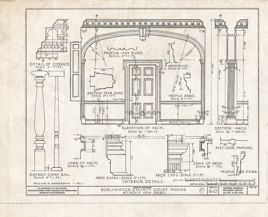 Historic Pictoric : Blueprint HABS NJ,3-MOUHO,1- (Sheet 26 of 28) - Burlington County Courthouse, High Street, Mount Holly, Burlington County, NJ