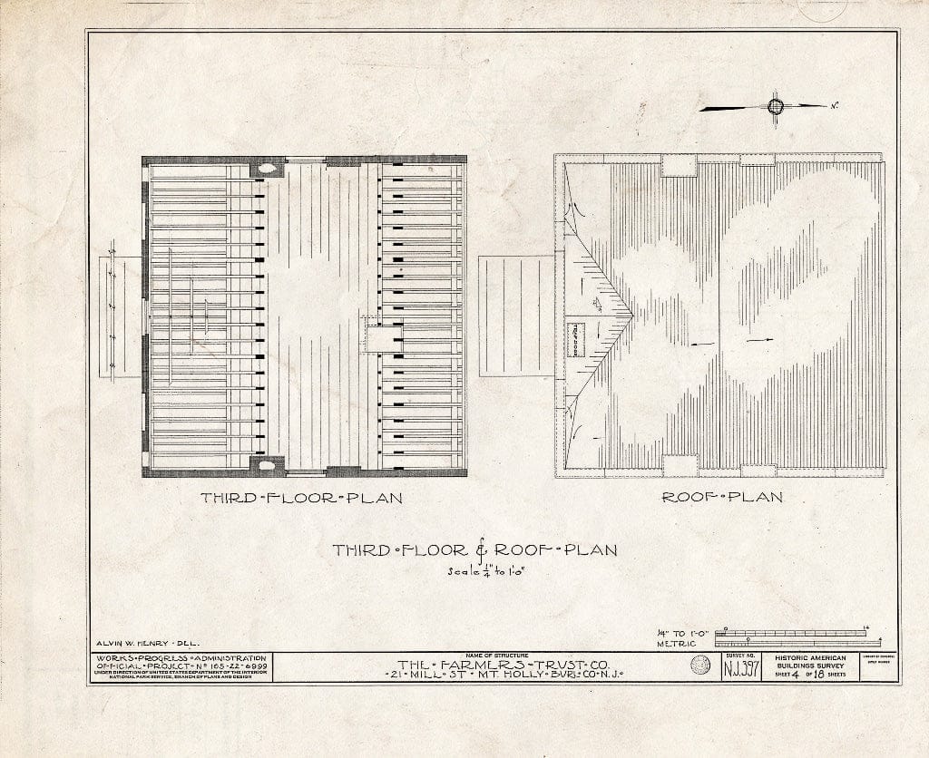 Historic Pictoric : Blueprint HABS NJ,3-MOUHO,10- (Sheet 4 of 18) - Farmer's Trust Company Bank Building, 21 Mill Street, Mount Holly, Burlington County, NJ