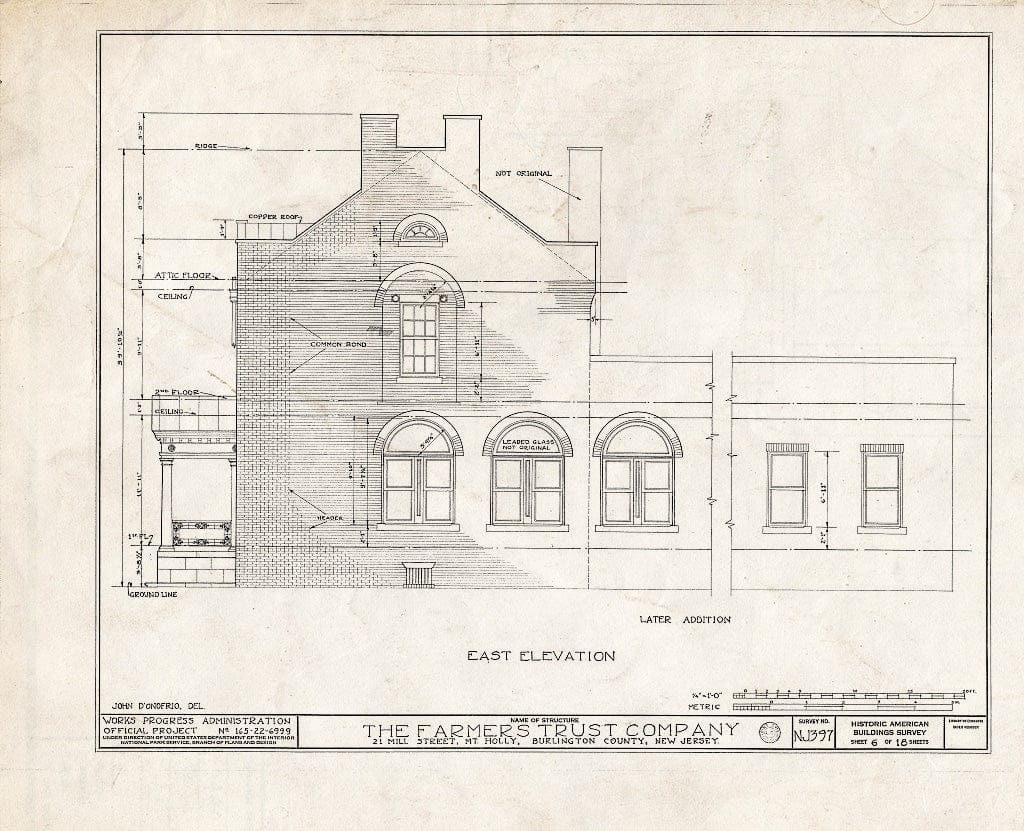 Historic Pictoric : Blueprint HABS NJ,3-MOUHO,10- (Sheet 6 of 18) - Farmer's Trust Company Bank Building, 21 Mill Street, Mount Holly, Burlington County, NJ