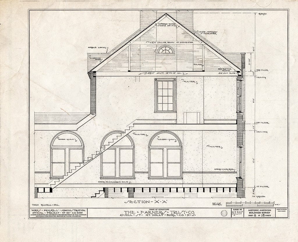 Historic Pictoric : Blueprint HABS NJ,3-MOUHO,10- (Sheet 8 of 18) - Farmer's Trust Company Bank Building, 21 Mill Street, Mount Holly, Burlington County, NJ