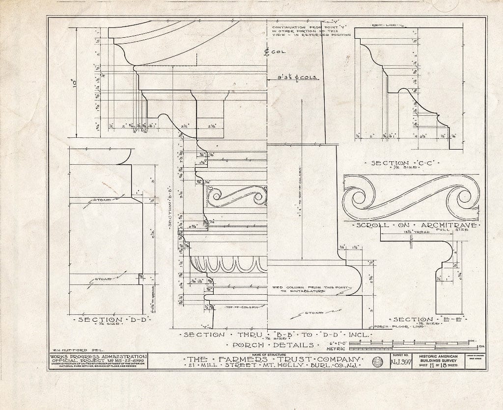 Historic Pictoric : Blueprint HABS NJ,3-MOUHO,10- (Sheet 11 of 18) - Farmer's Trust Company Bank Building, 21 Mill Street, Mount Holly, Burlington County, NJ