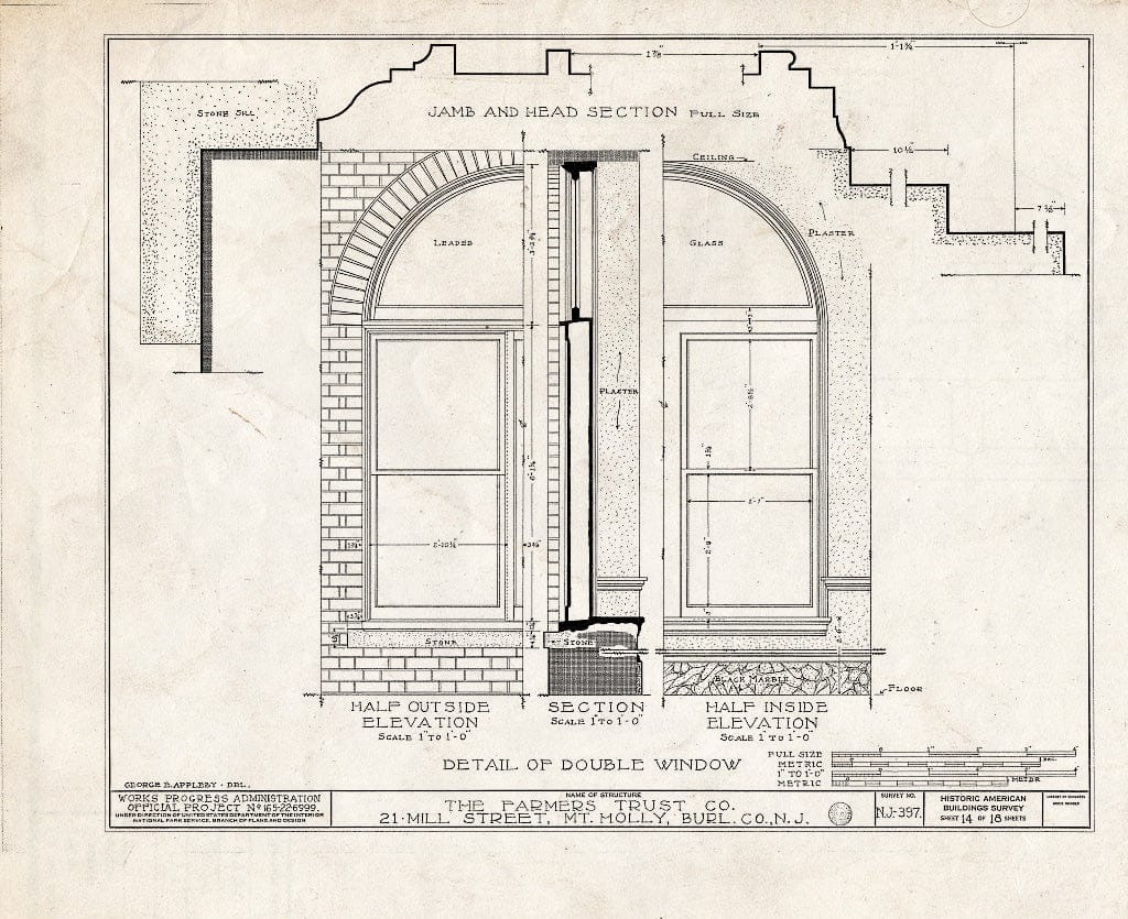 Historic Pictoric : Blueprint HABS NJ,3-MOUHO,10- (Sheet 14 of 18) - Farmer's Trust Company Bank Building, 21 Mill Street, Mount Holly, Burlington County, NJ