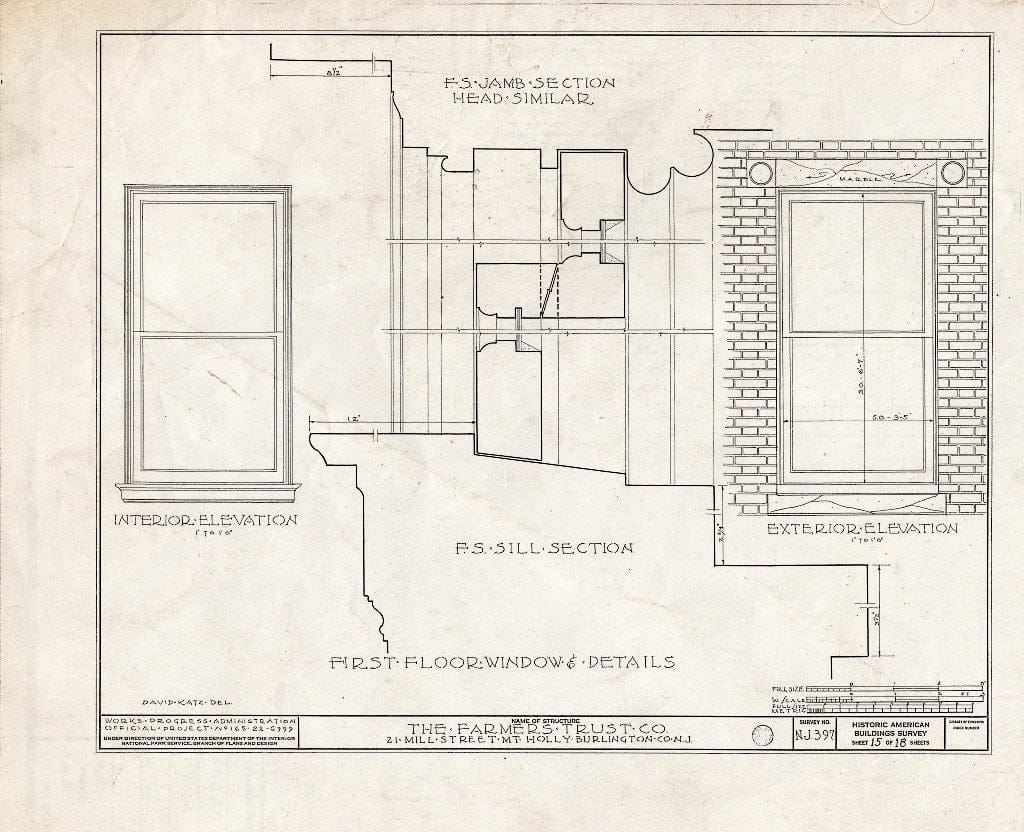 Historic Pictoric : Blueprint HABS NJ,3-MOUHO,10- (Sheet 15 of 18) - Farmer's Trust Company Bank Building, 21 Mill Street, Mount Holly, Burlington County, NJ
