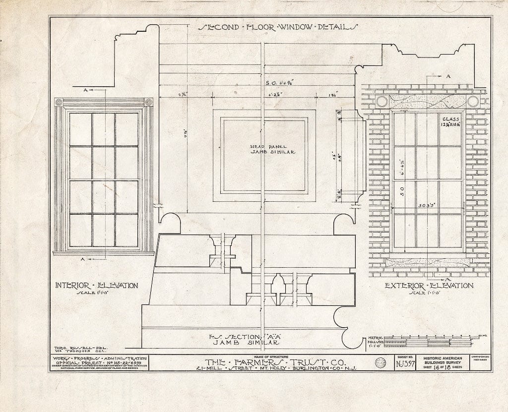 Historic Pictoric : Blueprint HABS NJ,3-MOUHO,10- (Sheet 16 of 18) - Farmer's Trust Company Bank Building, 21 Mill Street, Mount Holly, Burlington County, NJ