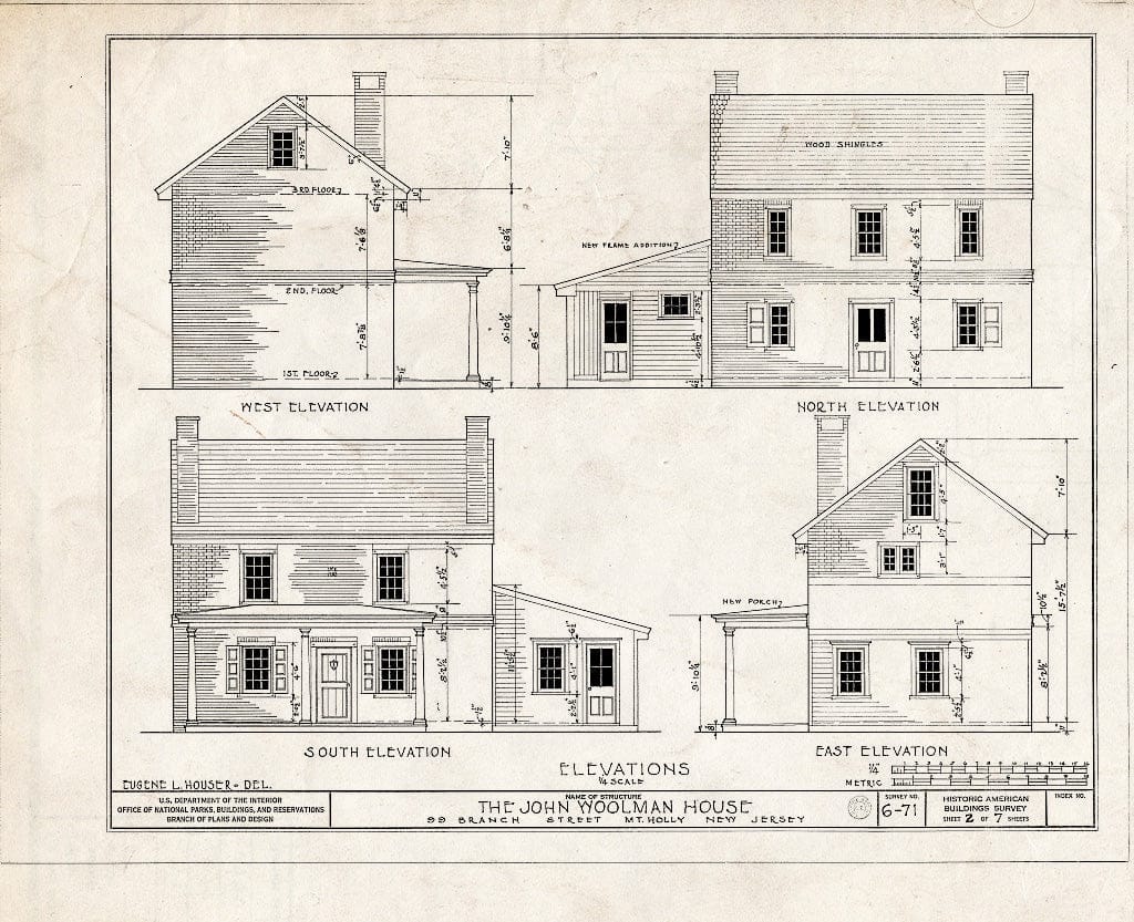 Historic Pictoric : Blueprint HABS NJ,3-MOUHO,2- (Sheet 2 of 7) - John Woolman Memorial, 99 Branch Street, Mount Holly, Burlington County, NJ