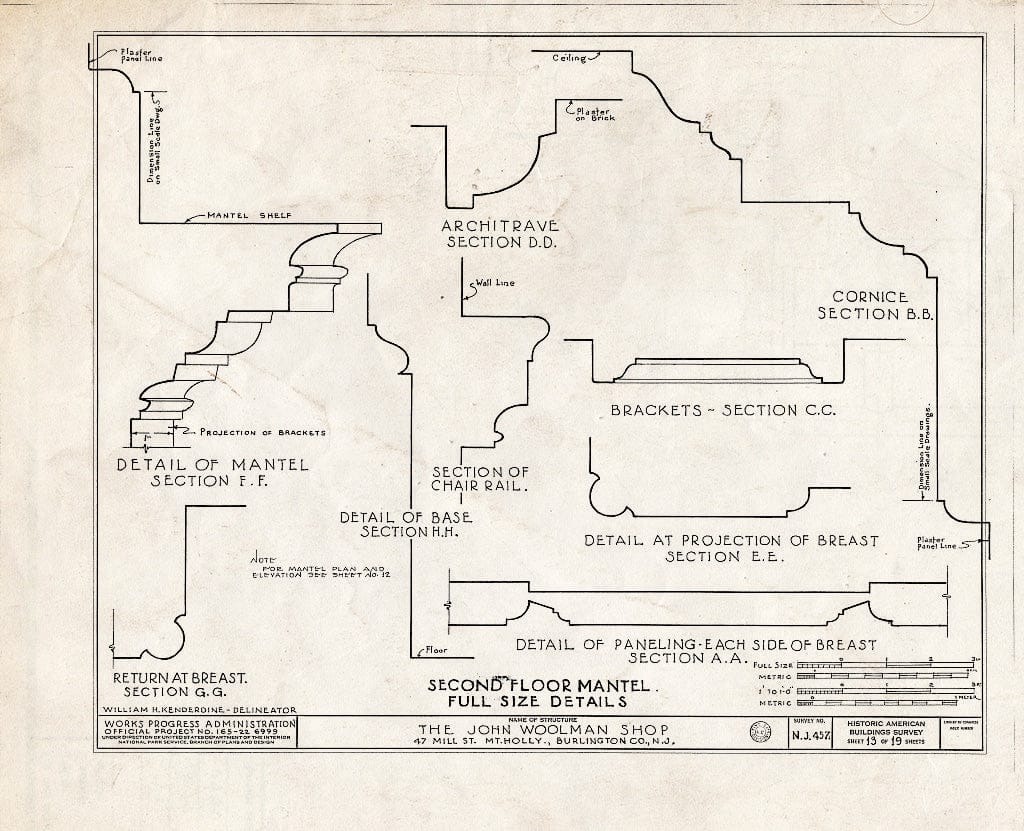Historic Pictoric : Blueprint HABS NJ,3-MOUHO,13- (Sheet 13 of 19) - John Woolman Shop, 47 Mill Street, Mount Holly, Burlington County, NJ