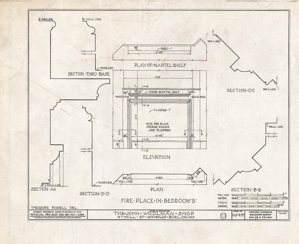 Historic Pictoric : Blueprint HABS NJ,3-MOUHO,13- (Sheet 14 of 19) - John Woolman Shop, 47 Mill Street, Mount Holly, Burlington County, NJ