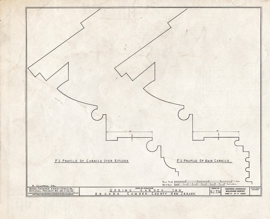Historic Pictoric : Blueprint HABS NJ,4-ANCO,1- (Sheet 16 of 16) - Spring Garden Inn, Ancora, Camden County, NJ