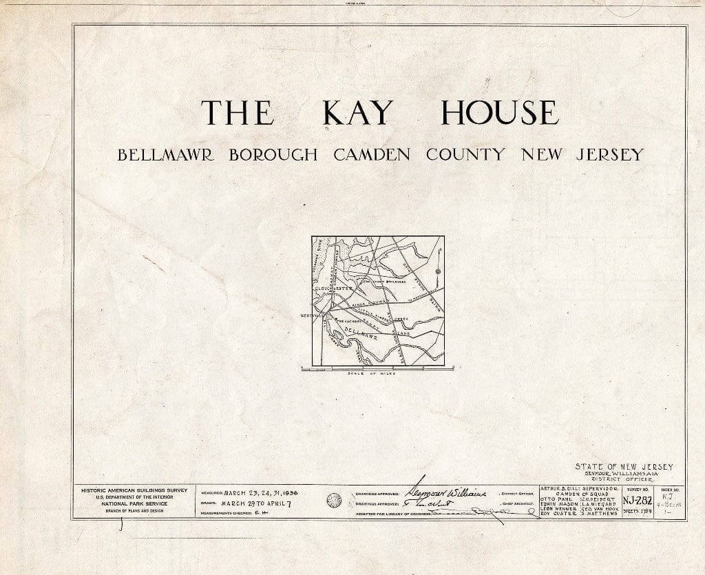 Historic Pictoric : Blueprint HABS NJ,4-BELM,1- (Sheet 0 of 9) - Kay House, Bellmawr, Camden County, NJ