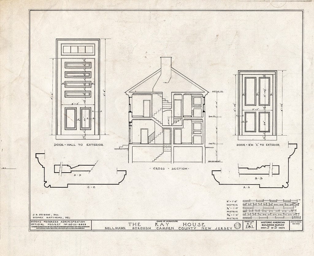 Historic Pictoric : Blueprint HABS NJ,4-BELM,1- (Sheet 5 of 9) - Kay House, Bellmawr, Camden County, NJ