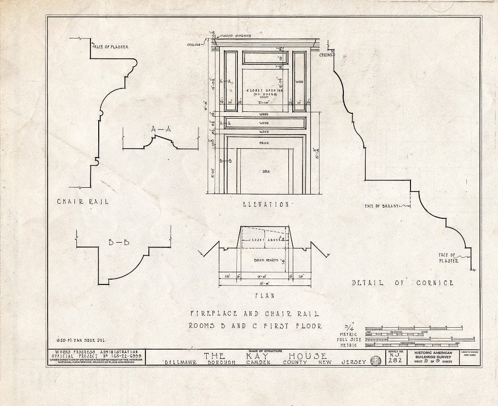 Historic Pictoric : Blueprint HABS NJ,4-BELM,1- (Sheet 9 of 9) - Kay House, Bellmawr, Camden County, NJ
