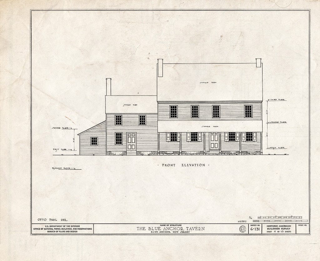 Historic Pictoric : Blueprint HABS NJ,4-BLUA,1- (Sheet 4 of 13) - Blue Anchor Tavern, Folsom Road, Blue Anchor, Camden County, NJ