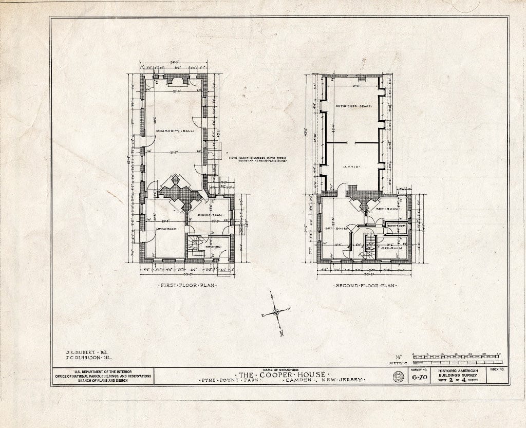 Historic Pictoric : Blueprint HABS NJ,4-CAM,2- (Sheet 2 of 4) - Joseph Cooper House, Pyne Point Park, Camden, Camden County, NJ