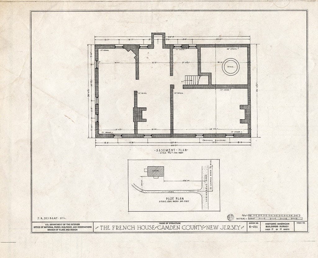 Historic Pictoric : Blueprint HABS NJ,4-,1- (Sheet 11 of 11) - Childs-French Farm, Springdale Road, Fellowship, Burlington County, NJ