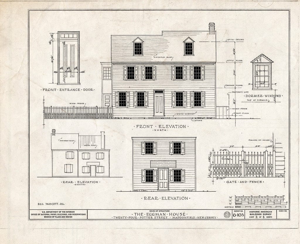 Historic Pictoric : Blueprint HABS NJ,4-HADFI,3- (Sheet 2 of 4) - Dobbins-Eggman House, 24 Potter Street, Haddonfield, Camden County, NJ