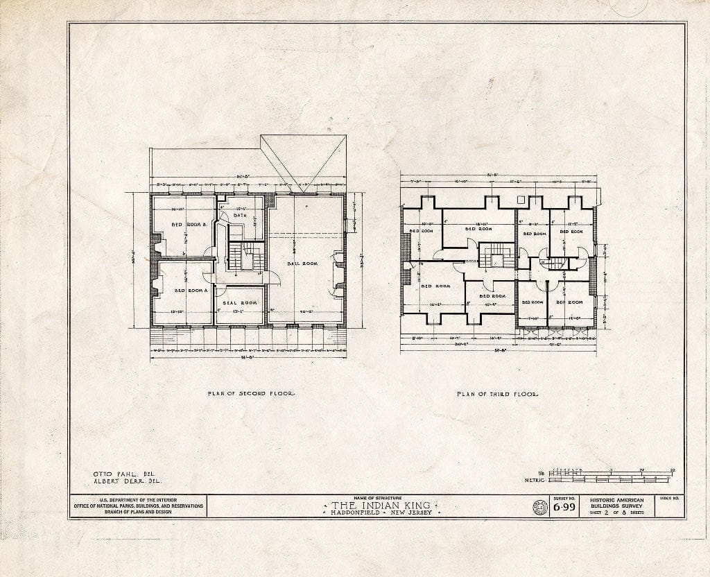 Historic Pictoric : Blueprint HABS NJ,4-HADFI,2- (Sheet 2 of 8) - Indian King Tavern, 233 King Highway East, Haddonfield, Camden County, NJ