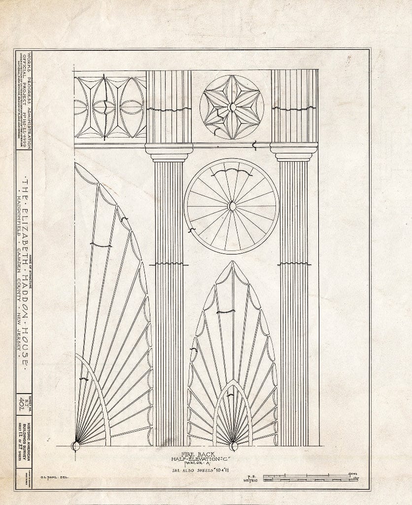 Historic Pictoric : Blueprint HABS NJ,4-HADFI,8- (Sheet 12 of 27) - Wood-Haddon House, 201 Wood Lane & Hawthorne Avenue, Haddonfield, Camden County, NJ