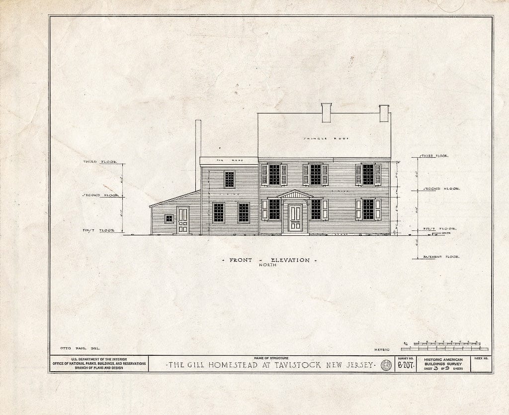 Historic Pictoric : Blueprint HABS NJ,4-TAV,1- (Sheet 3 of 9) - Gill Homestead at Tavistock, Tavistock, Camden County, NJ