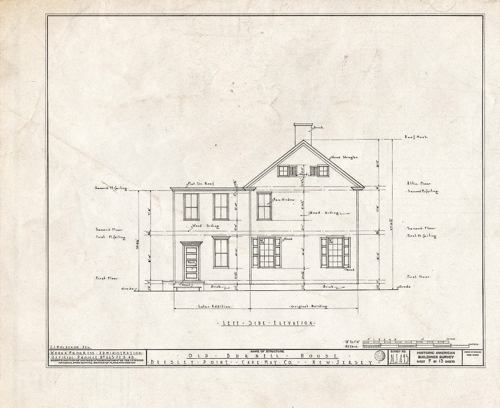 Historic Pictoric : Blueprint HABS NJ,5-BEEPO,2- (Sheet 7 of 13) - Old Burnell House, Beesleys Point, Cape May County, NJ
