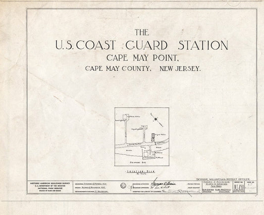 Historic Pictoric : Blueprint HABS NJ,5-CAPMAP,1- (Sheet 0 of 9) - U.S. Coast Guard Station, Delaware Bay, Cape May Point, Cape May County, NJ