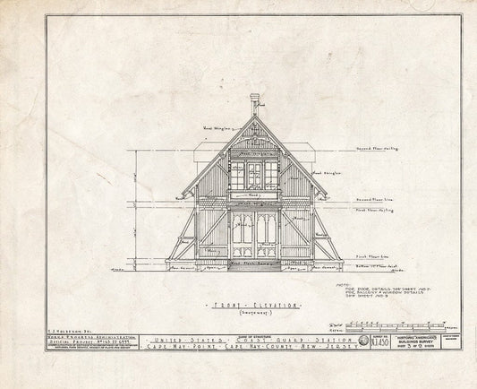 Historic Pictoric : Blueprint HABS NJ,5-CAPMAP,1- (Sheet 3 of 9) - U.S. Coast Guard Station, Delaware Bay, Cape May Point, Cape May County, NJ