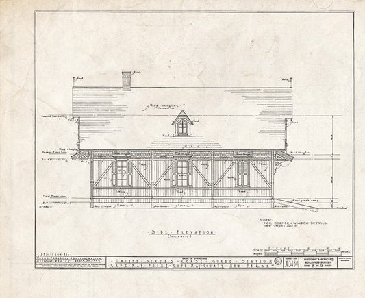 Historic Pictoric : Blueprint HABS NJ,5-CAPMAP,1- (Sheet 5 of 9) - U.S. Coast Guard Station, Delaware Bay, Cape May Point, Cape May County, NJ