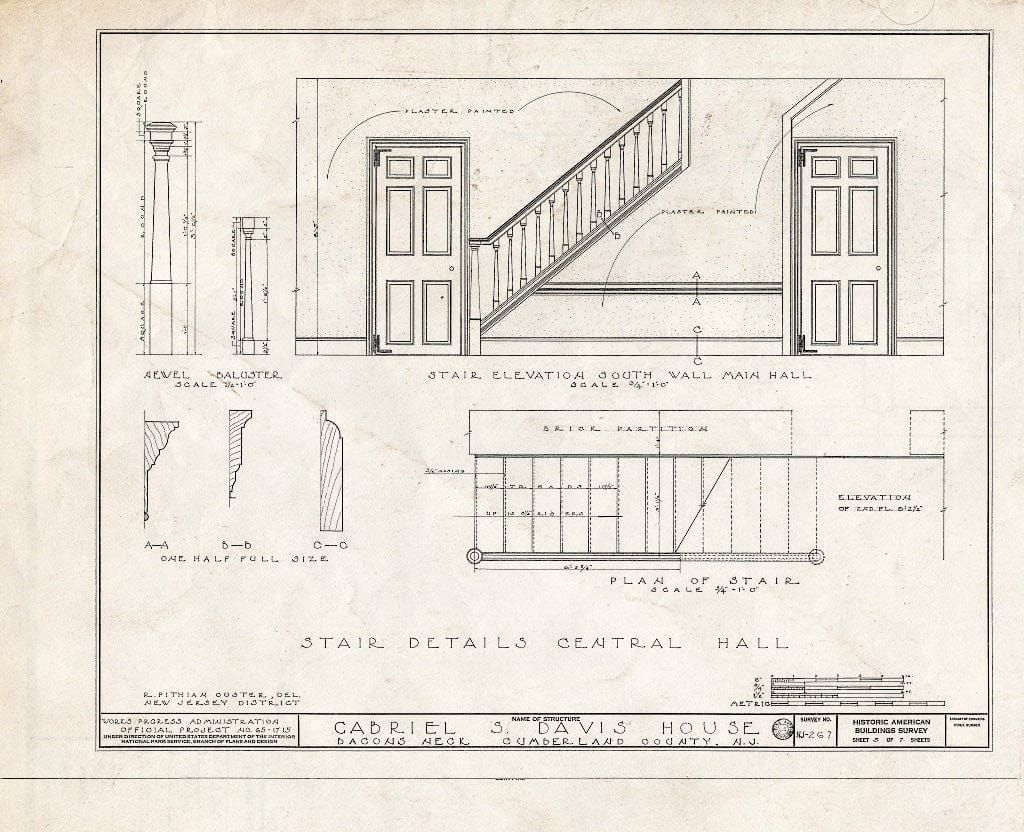 Historic Pictoric : Blueprint HABS NJ,6-BAC0,1- (Sheet 5 of 7) - Gabriel S. Davis House, Greenwich, Cumberland County, NJ
