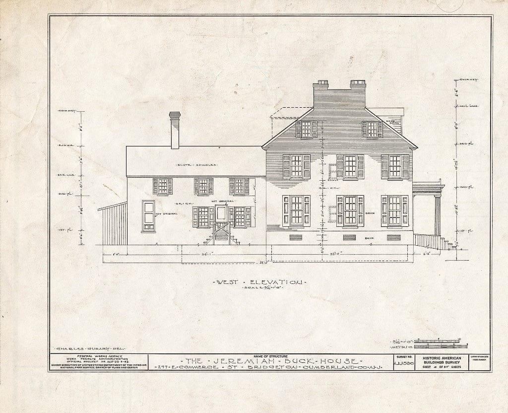 Historic Pictoric : Blueprint HABS NJ,6-BRIG,5- (Sheet 9 of 35) - Buck-Elmer House, 297 East Commerce Street, Bridgeton, Cumberland County, NJ
