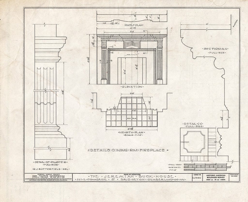 Historic Pictoric : Blueprint HABS NJ,6-BRIG,5- (Sheet 21 of 35) - Buck-Elmer House, 297 East Commerce Street, Bridgeton, Cumberland County, NJ