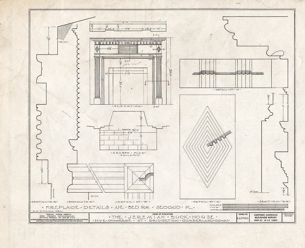Historic Pictoric : Blueprint HABS NJ,6-BRIG,5- (Sheet 27 of 35) - Buck-Elmer House, 297 East Commerce Street, Bridgeton, Cumberland County, NJ