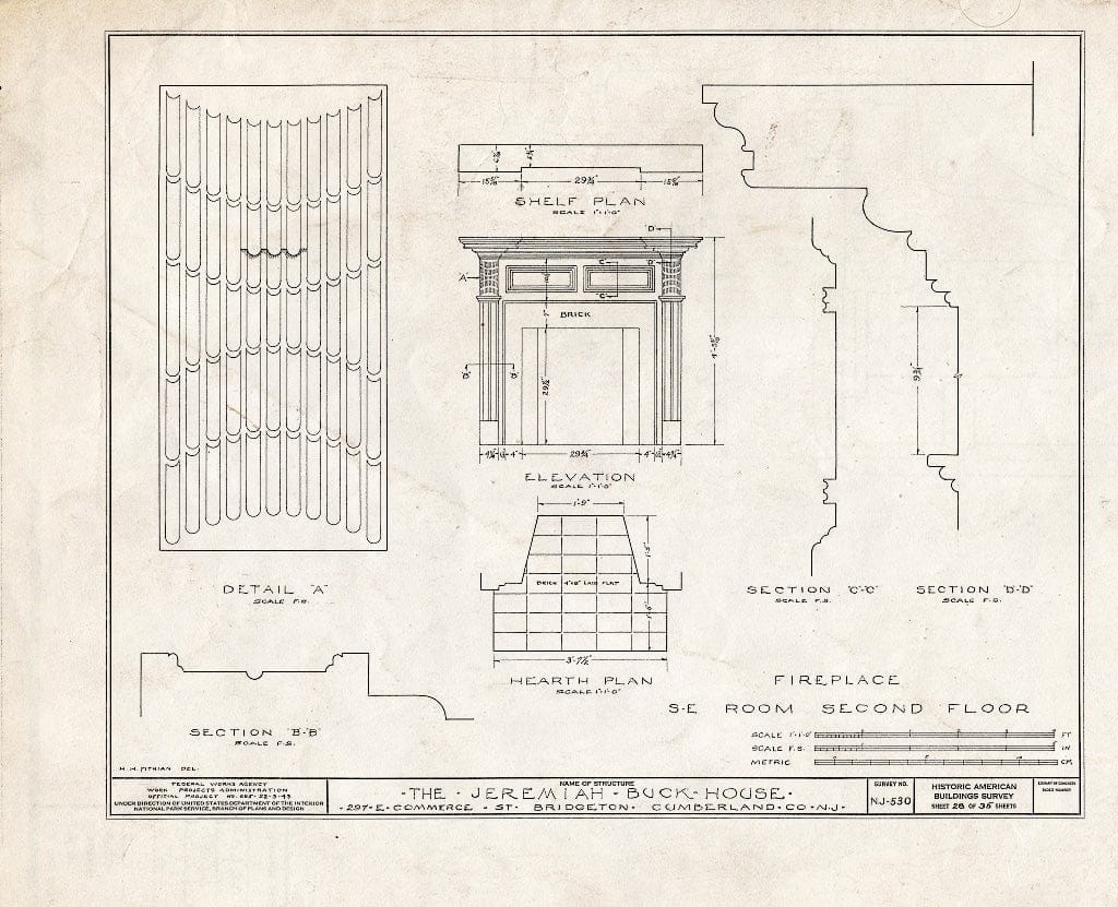 Historic Pictoric : Blueprint HABS NJ,6-BRIG,5- (Sheet 28 of 35) - Buck-Elmer House, 297 East Commerce Street, Bridgeton, Cumberland County, NJ
