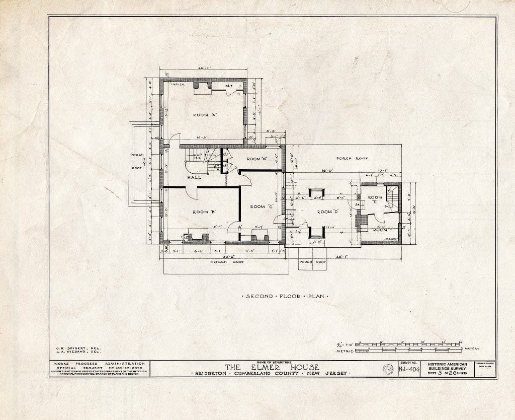 Historic Pictoric : Blueprint HABS NJ,6-BRIG,3- (Sheet 3 of 26) - Robert Elmer House, 230 East Commerce Street, Bridgeton, Cumberland County, NJ