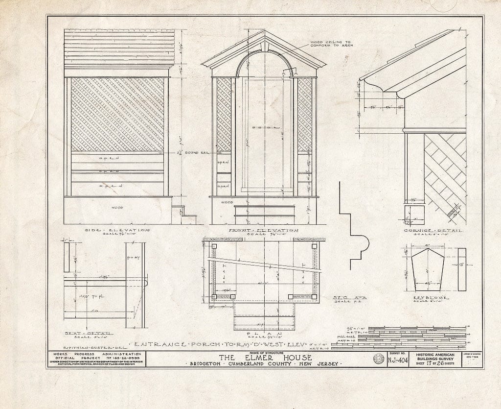 Historic Pictoric : Blueprint HABS NJ,6-BRIG,3- (Sheet 11 of 26) - Robert Elmer House, 230 East Commerce Street, Bridgeton, Cumberland County, NJ
