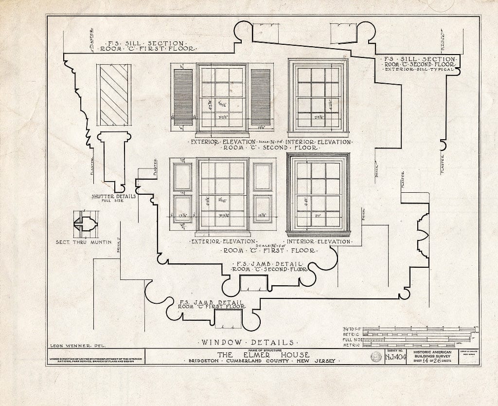 Historic Pictoric : Blueprint HABS NJ,6-BRIG,3- (Sheet 14 of 26) - Robert Elmer House, 230 East Commerce Street, Bridgeton, Cumberland County, NJ