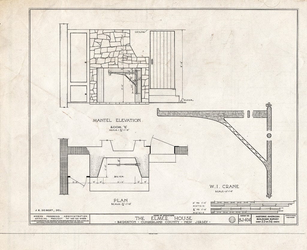 Historic Pictoric : Blueprint HABS NJ,6-BRIG,3- (Sheet 23 of 26) - Robert Elmer House, 230 East Commerce Street, Bridgeton, Cumberland County, NJ