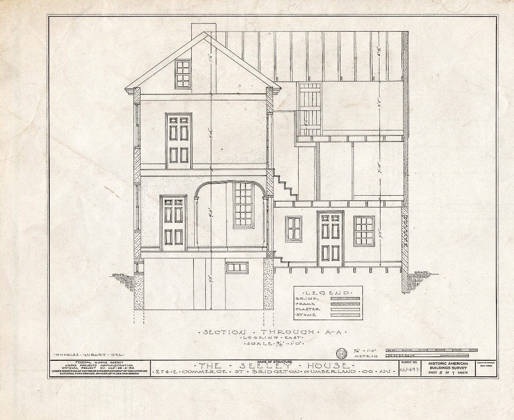 Historic Pictoric : Blueprint HABS NJ,6-BRIG,4- (Sheet 5 of 7) - Seeley House, 274 East Commerce Street, Bridgeton, Cumberland County, NJ