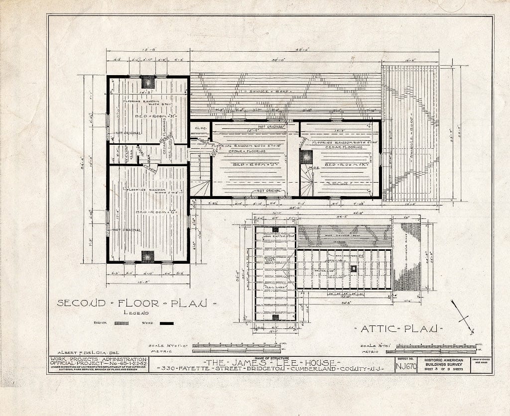 Historic Pictoric : Blueprint HABS NJ,6-BRIG,6- (Sheet 3 of 9) - Woodruff-Lee House, 330 Fayette Street, Bridgeton, Cumberland County, NJ