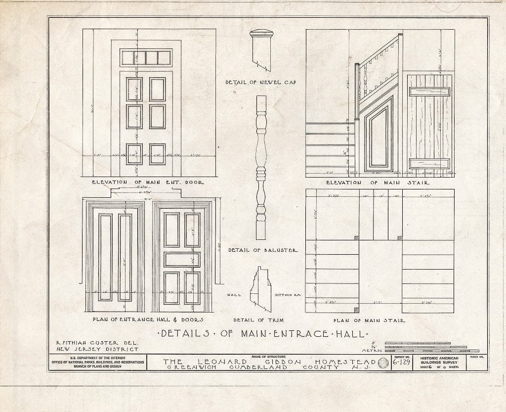 Historic Pictoric : Blueprint HABS NJ,6-GREWI,3- (Sheet 6 of 9) - Leonard Gibbon Homestead, Main Street, Greenwich, Cumberland County, NJ