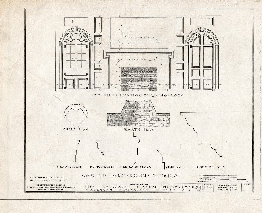 Historic Pictoric : Blueprint HABS NJ,6-GREWI,3- (Sheet 7 of 9) - Leonard Gibbon Homestead, Main Street, Greenwich, Cumberland County, NJ