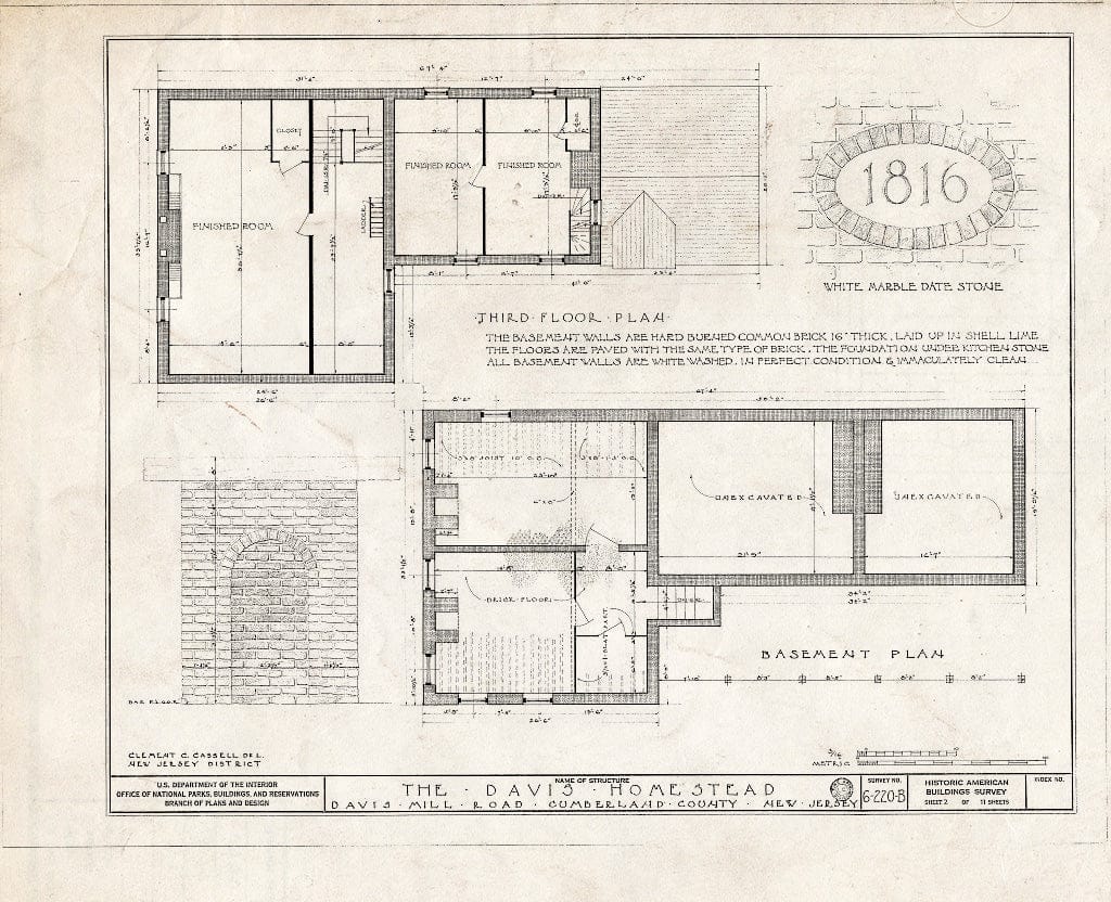 Historic Pictoric : Blueprint HABS NJ,6-GREWI.V,2- (Sheet 2 of 11) - Seeley-Davis Homestead, Davis Mill Road, Greenwich, Cumberland County, NJ