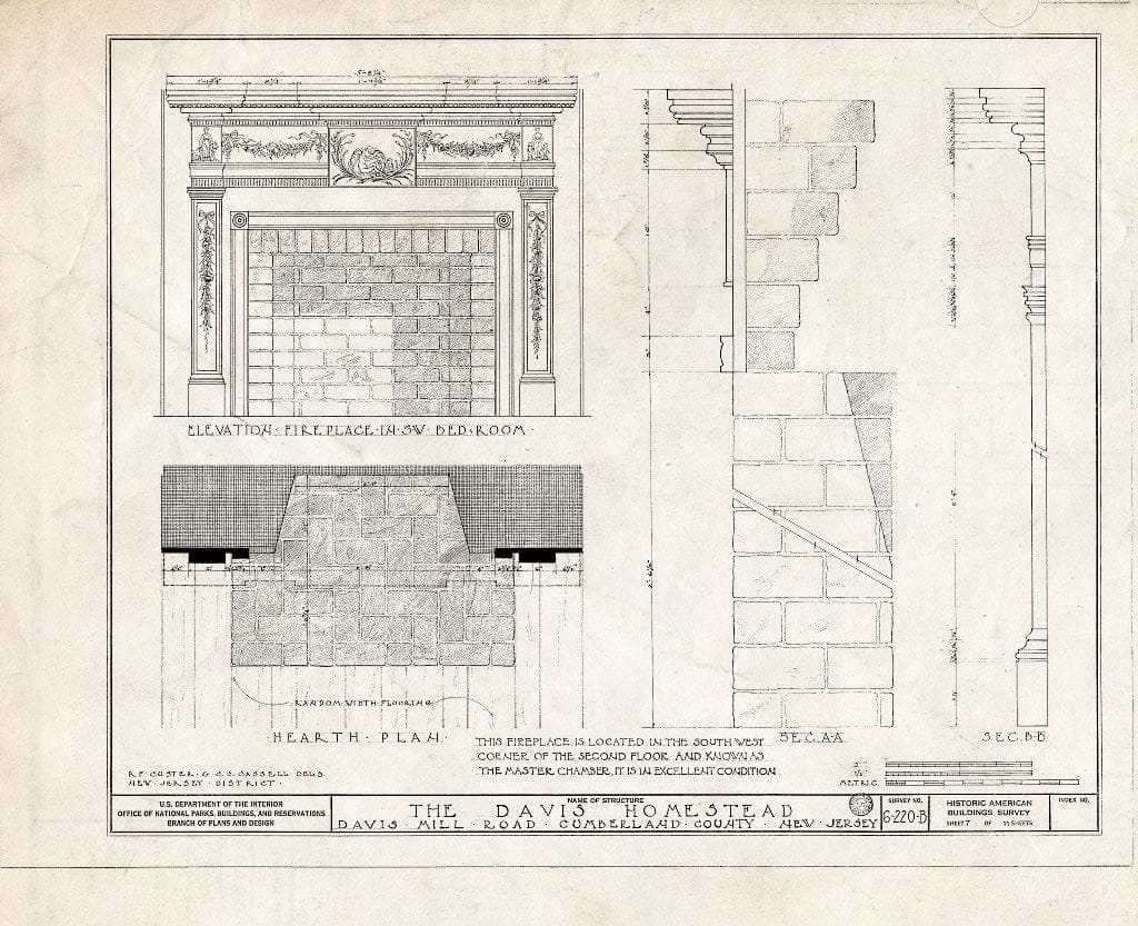 Historic Pictoric : Blueprint HABS NJ,6-GREWI.V,2- (Sheet 7 of 11) - Seeley-Davis Homestead, Davis Mill Road, Greenwich, Cumberland County, NJ