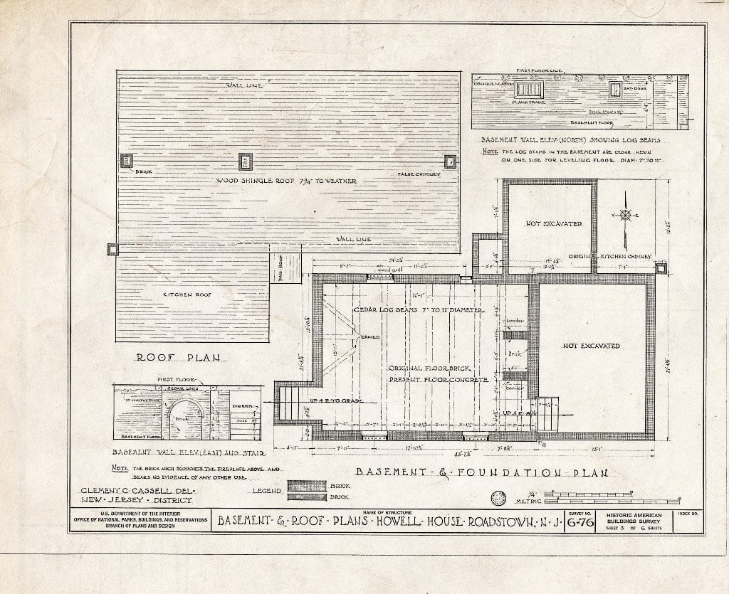 Historic Pictoric : Blueprint HABS NJ,6-ROATO.V,1- (Sheet 3 of 6) - Howell Homestead, Roadstown Road, Roadstown, Cumberland County, NJ